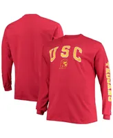 Men's Champion Cardinal Distressed Usc Trojans Big and Tall 2-Hit Long Sleeve T-shirt