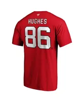 Men's Fanatics Jack Hughes Red New Jersey Devils Big and Tall Name Number T-shirt