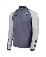 Men's adidas Gray Sporting Kansas City 2023 On-Field Aeroready Quarter-Zip Training Top