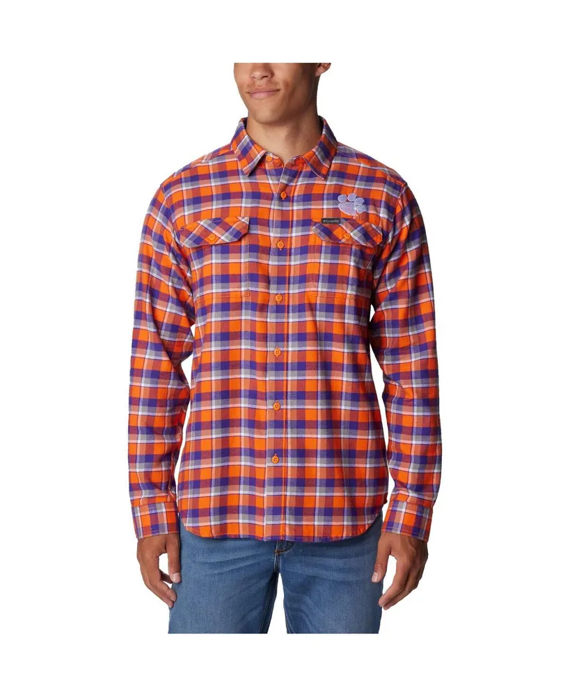 Men's Columbia Orange Clemson Tigers Flare Gun Flannel Long Sleeve Shirt
