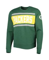 Men's '47 Brand Heathered Green Distressed Bay Packers Bypass Tribeca Pullover Sweatshirt