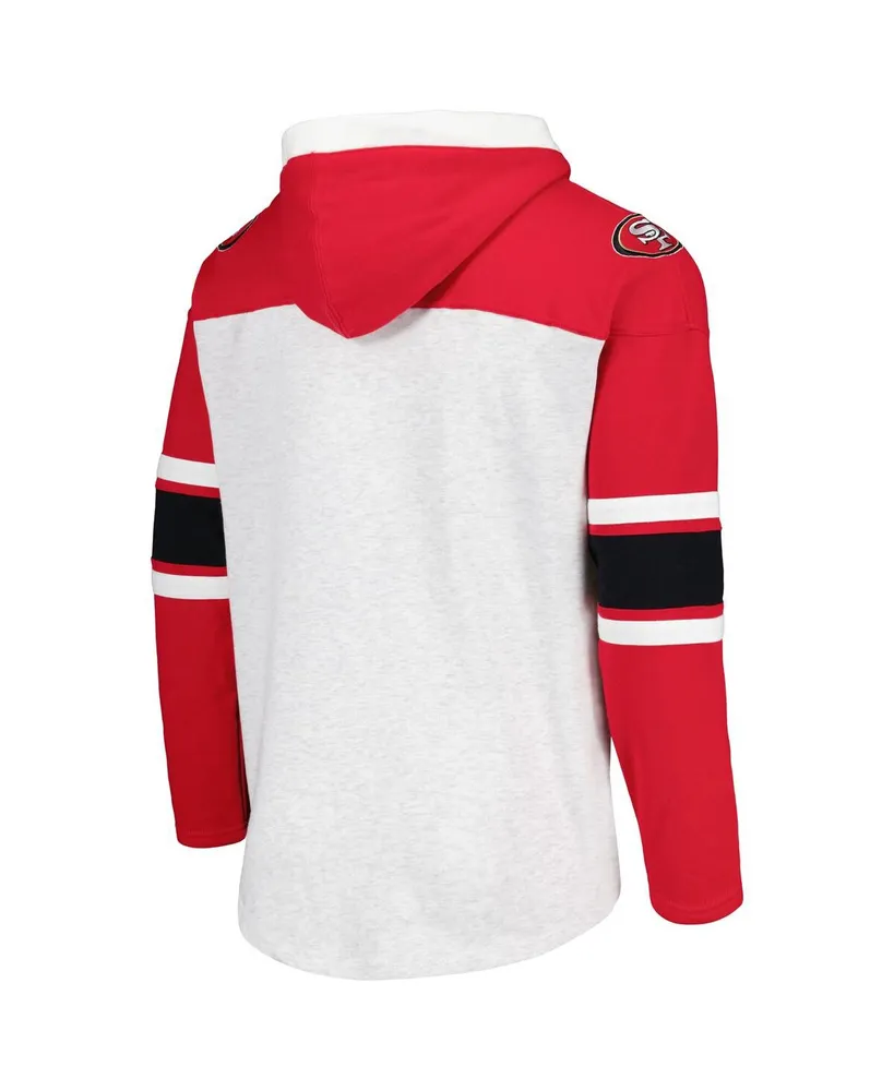 Men's '47 Brand San Francisco 49ers White Gridiron Lace-Up Pullover Hoodie