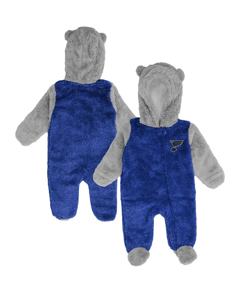 Newborn and Infant Boys Girls Blue St. Louis Blues Game Nap Teddy Fleece Bunting Full-Zip Sleeper