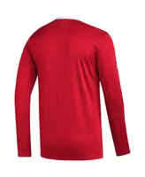 Men's adidas Red Detroit Wings Aeroready Long Sleeve T-shirt