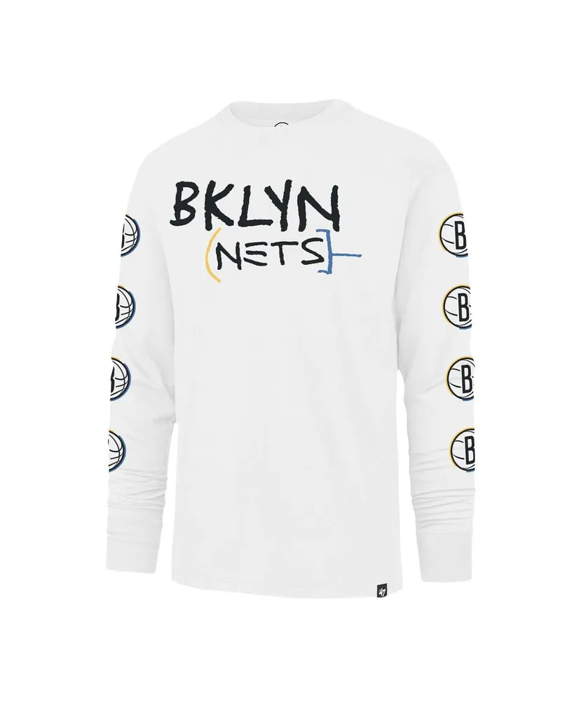 Men's '47 Brand White Brooklyn Nets City Edition Downtown Franklin Long Sleeve T-shirt