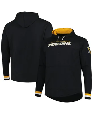 Men's Mitchell & Ness Black Pittsburgh Penguins Big and Tall Legendary Raglan Pullover Hoodie