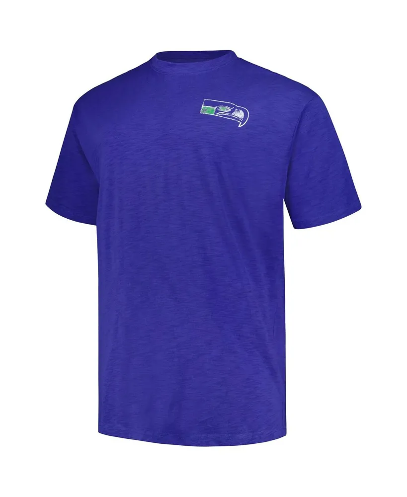 Men's Profile Royal Distressed Seattle Seahawks Big and Tall Two-Hit Throwback T-shirt