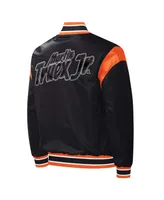 Men's Starter Black Martin Truex Jr Force Play Full-Snap Varsity Jacket