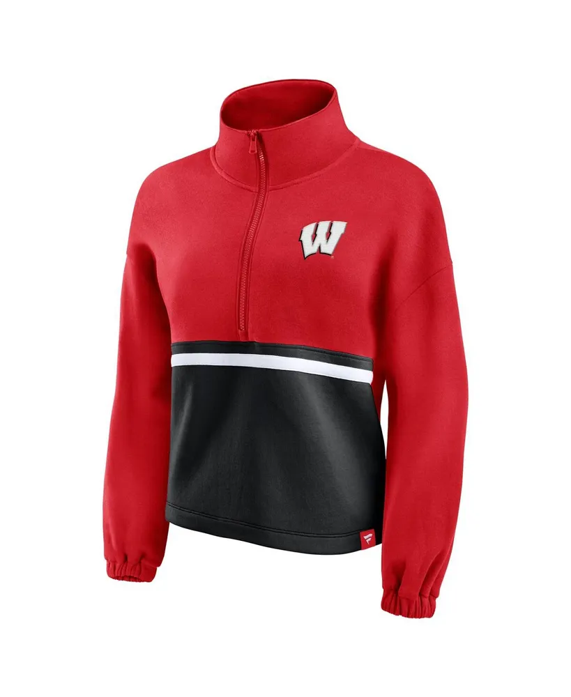 Women's Fanatics Red Wisconsin Badgers Fleece Half-Zip Jacket
