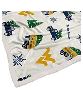 Pegasus Home Fashions West Virginia Mountaineers Holiday Truck Repeat 50" x 60" Sherpa Flannel Fleece Blanket