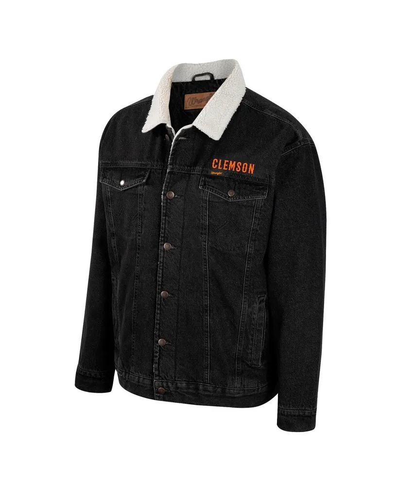 Men's Colosseum x Wrangler Charcoal Clemson Tigers Western Button-Up Denim Jacket