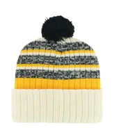 Men's '47 Brand Cream Pittsburgh Penguins Tavern Cuffed Knit Hat with Pom