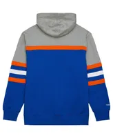 Men's Mitchell & Ness Royal, Gray New York Islanders Head Coach Pullover Hoodie