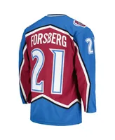 Men's Mitchell & Ness Peter Forsberg Burgundy Colorado Avalanche 1995/96 Blue Line Player Jersey