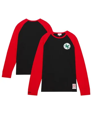 Men's Mitchell & Ness Black Ohio State Buckeyes Legendary Slub Raglan Long Sleeve T-shirt