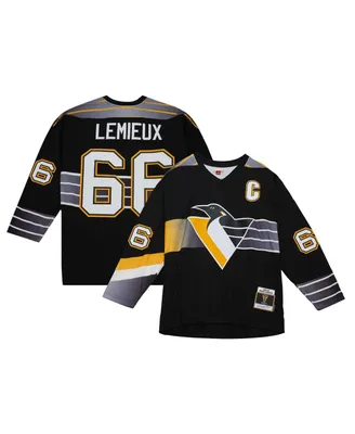 Men's Mitchell & Ness Mario Lemieux Black Pittsburgh Penguins Captain's Patch 1996/97 Blue Line Player Jersey