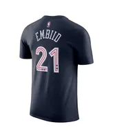 Men's Nike Joel Embiid Navy Philadelphia 76ers 2023/24 City Edition Name and Number T-shirt