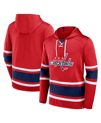 Men's Fanatics Red Washington Capitals Puck Deep Lace-Up Pullover Hoodie
