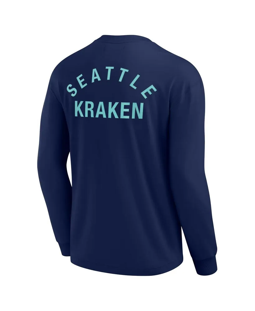 Men's and Women's Fanatics Signature Deep Sea Blue Seattle Kraken Super Soft Long Sleeve T-shirt