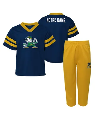 Preschool Boys and Girls Navy Notre Dame Fighting Irish Two-Piece Red Zone Jersey and Pants Set