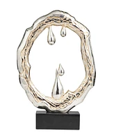 Rosemary Lane Aluminum Abstract Metallic Melting Drip Collection Sculpture with Marble Base