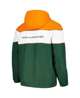 Men's G-iii Sports by Carl Banks Green Miami Hurricanes Center Line Half-Zip Raglan Hoodie Jacket