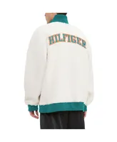 Men's Tommy Hilfiger Cream Miami Dolphins Jordan Sherpa Quarter-Zip Sweatshirt