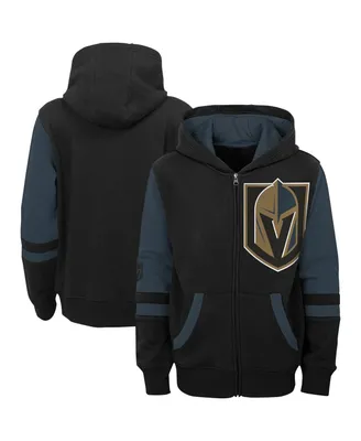 Preschool Boys and Girls Outerstuff Black Vegas Golden Knights Face Off Full Zip Hoodie