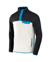 Men's Nfl x Darius Rucker Collection by Fanatics Black, Cream Carolina Panthers Micro Fleece Quarter-Snap Jacket