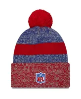 Men's New Era Royal, Red New York Giants 2023 Sideline Sport Cuffed Pom Knit Hat