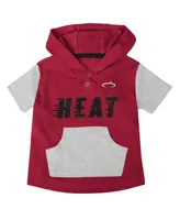 Infant Boys and Girls Black, Red, Gray Miami Heat Bank Shot Bodysuit, Hoodie T-shirt and Shorts Set