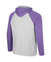 Men's Colosseum Heather Gray Lsu Tigers Hasta La Vista Raglan Hoodie Long Sleeve T-shirt