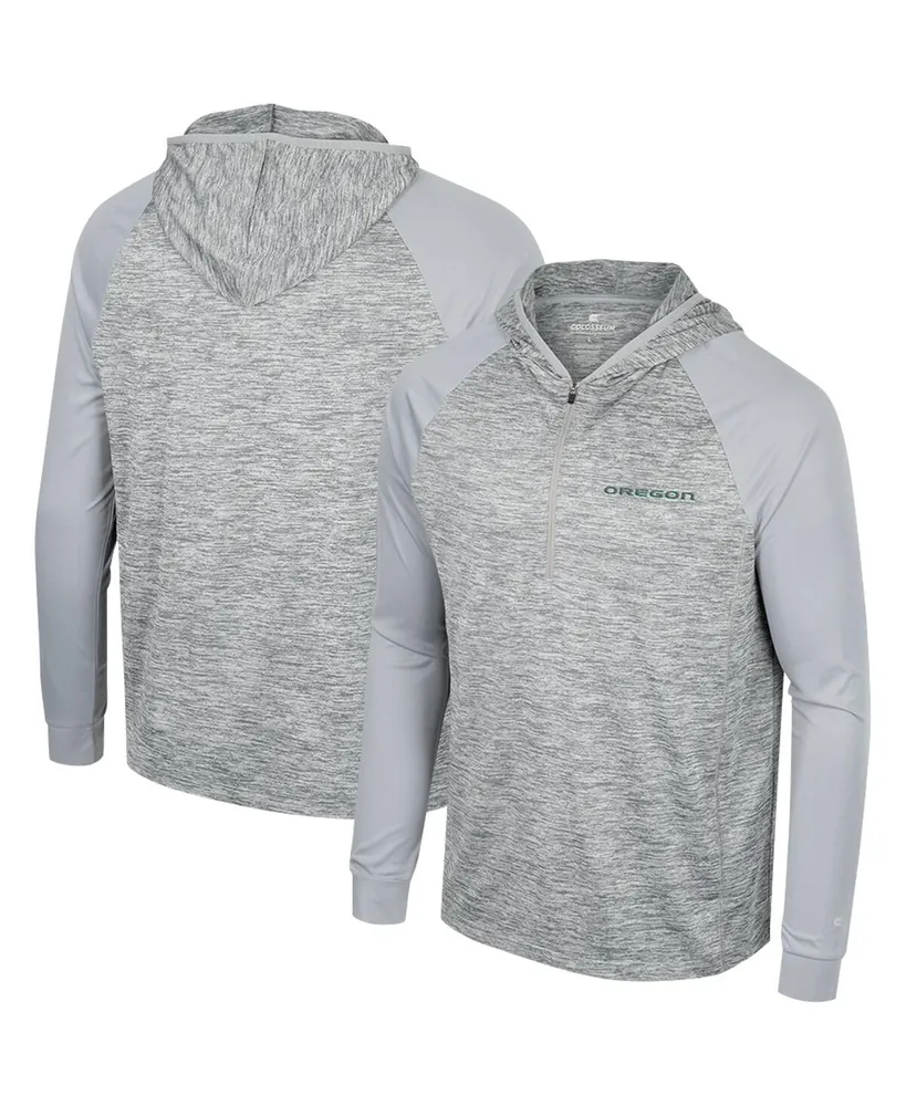 Men's Colosseum Gray Oregon Ducks Cybernetic Raglan Quarter-Zip Hooded Top