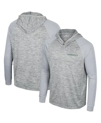 Men's Colosseum Gray Oregon Ducks Cybernetic Raglan Quarter-Zip Hooded Top