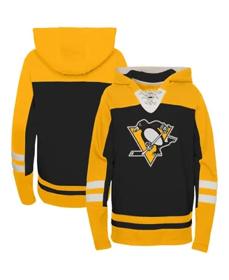 Preschool Boys and Girls Black Pittsburgh Penguins Ageless Revisited Lace-Up V-Neck Pullover Hoodie