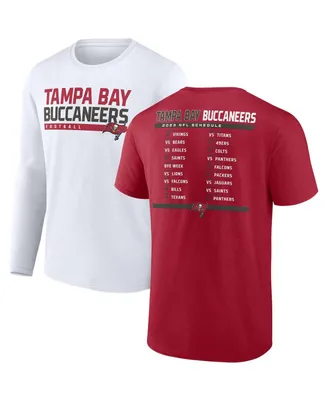 Men's Fanatics Red, White Tampa Bay Buccaneers Two-Pack 2023 Schedule T-shirt Combo Set