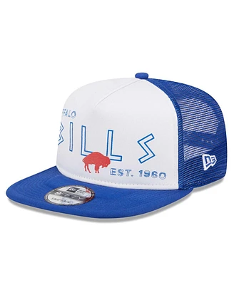 Men's New Era White, Royal Buffalo Bills Gridiron Classics Banger 9FIFTY Trucker Snapback Hat