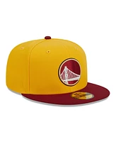 Men's New Era Yellow, Red Golden State Warriors Fall Leaves 2-Tone 59FIFTY Fitted Hat