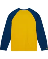 Men's Mitchell & Ness Gold West Virginia Mountaineers Legendary Slub Raglan Long Sleeve T-shirt