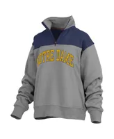 Women's Pressbox Gray Notre Dame Fighting Irish Avon Fleece Quarter-Zip Jacket