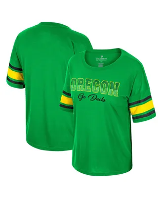 Women's Colosseum Green Oregon Ducks I'm Gliding Here Rhinestone T-shirt