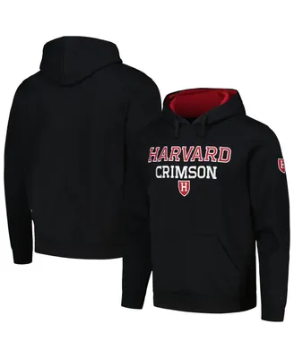 Men's Colosseum Black Harvard Crimson Sunrise Pullover Hoodie