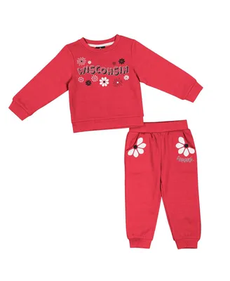 Girls Toddler Colosseum Red Wisconsin Badgers Flower Power Fleece Pullover Sweatshirt and Pants