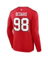 Men's Fanatics Connor Bedard Red Chicago Blackhawks Authentic Stack Name and Number Long Sleeve T-shirt