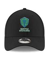 Men's New Era Black Seattle Sounders Fc Lockup 9FORTY Adjustable Hat