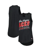 Women's Sportiqe Heather Black Distressed Las Vegas Aces Janie Tri-Blend Scoop Neck Tank Top