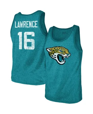 Men's Majestic Threads Trevor Lawrence Teal Jacksonville Jaguars Name and Number Tri-Blend Tank Top