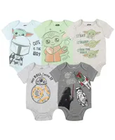 Star Wars Chewbacca C-3PO R2-D2 Darth Vader Yoda 5 Pack Short Sleeve Bodysuits Infant Boys