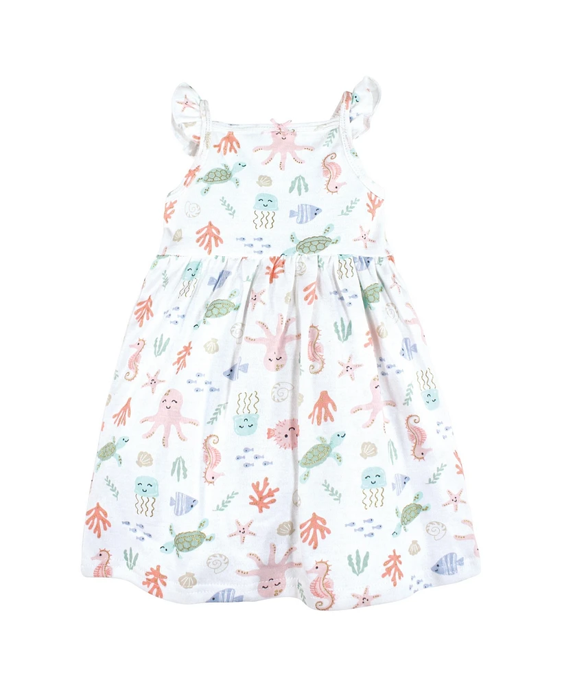 Hudson Baby Toddler| Child Girl Cotton Dresses, Pastel Sea