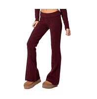 Edikted Women's Ray Cable Knit Flared Pants